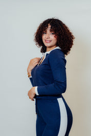 Conjunto de dos piezas cuello tipo polo manga larga