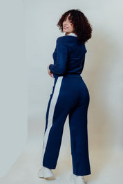 Conjunto de dos piezas cuello tipo polo manga larga