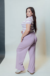 Conjunto de dos piezas estilo polo con pantalón palazzo