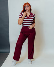 Conjunto de dos piezas estilo polo con pantalón palazzo