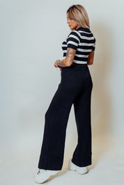 Conjunto de dos piezas estilo polo con pantalón palazzo