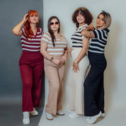 Conjunto de dos piezas estilo polo con pantalón palazzo