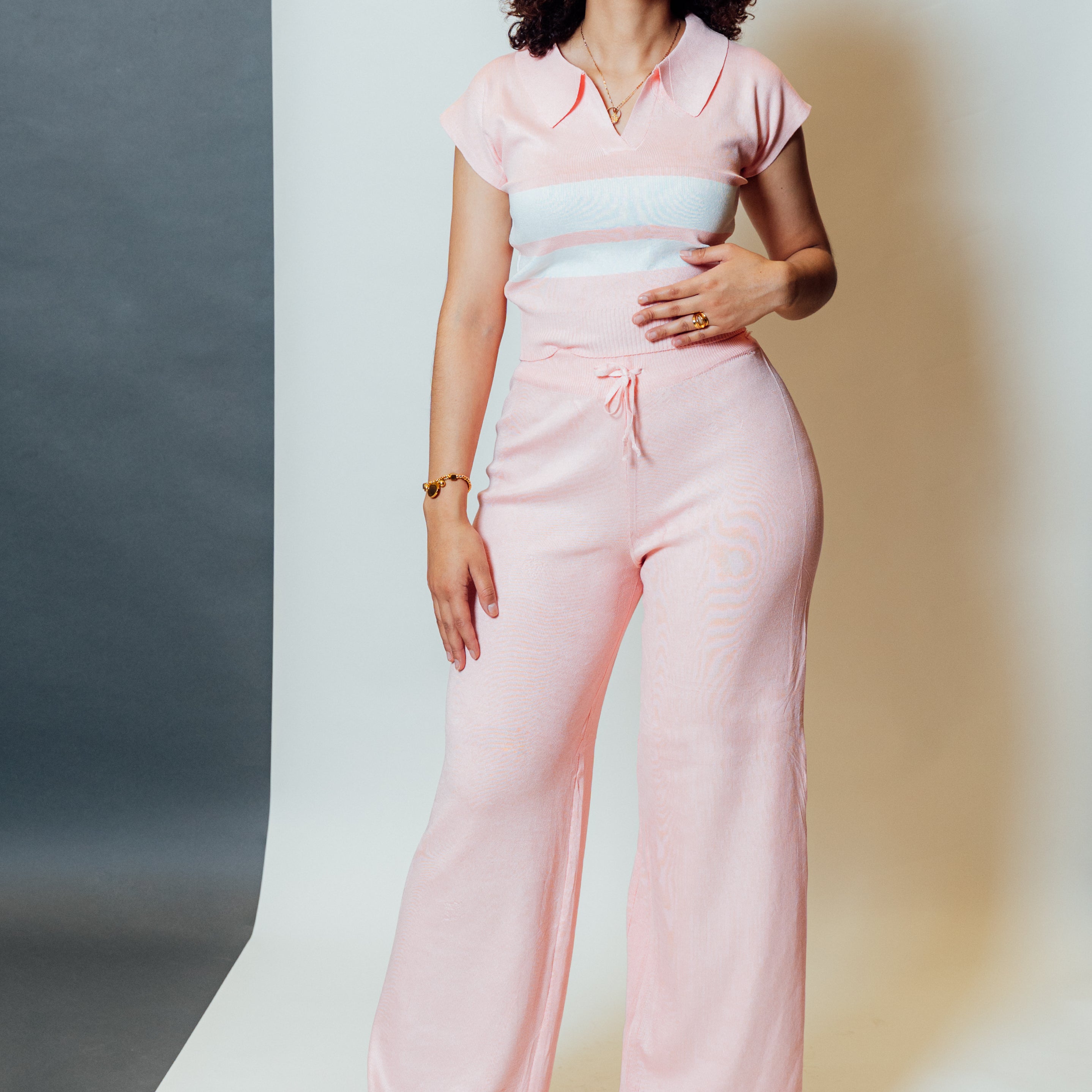 Conjunto dos piezas casual knit para mujer