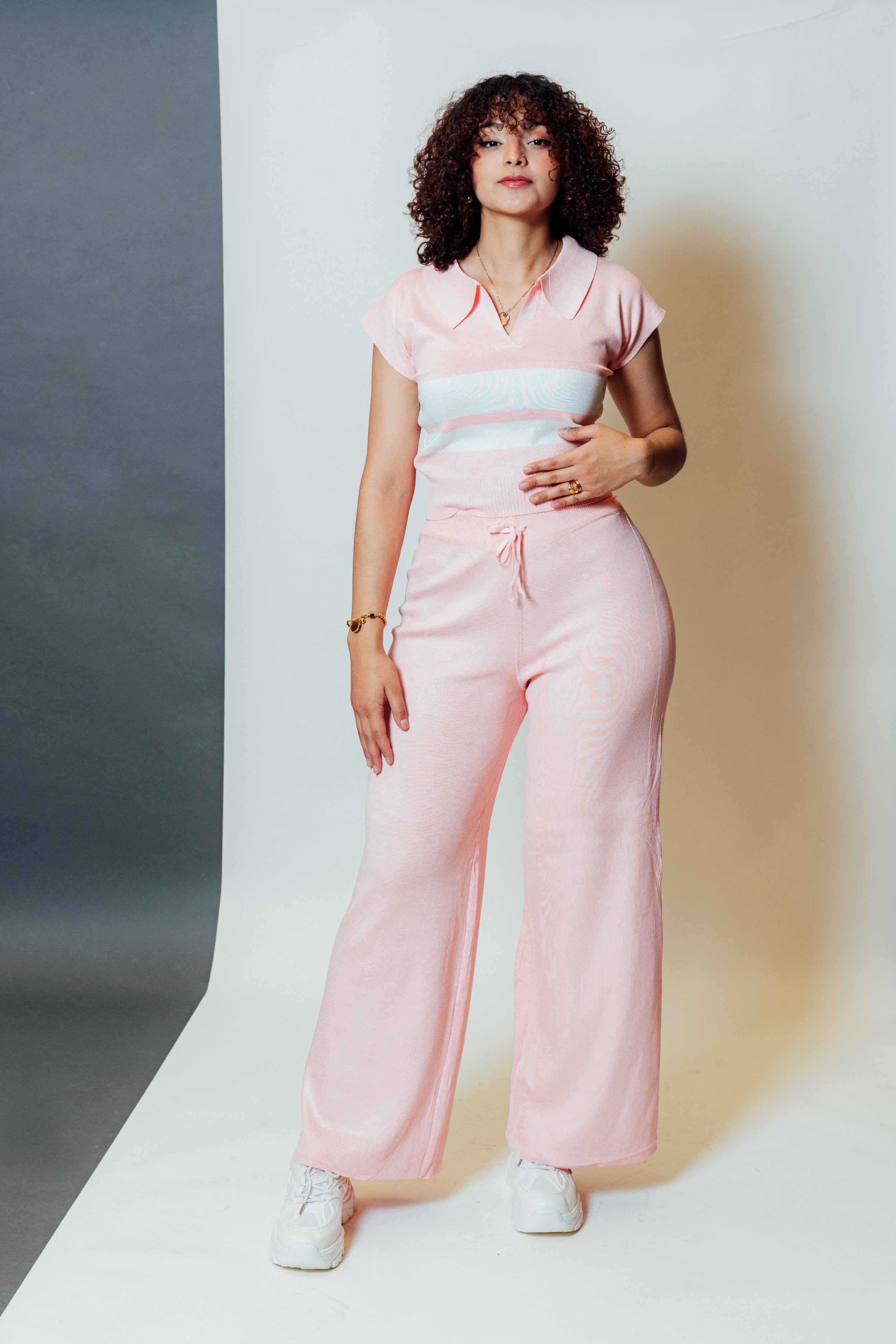 Conjunto dos piezas casual knit para mujer