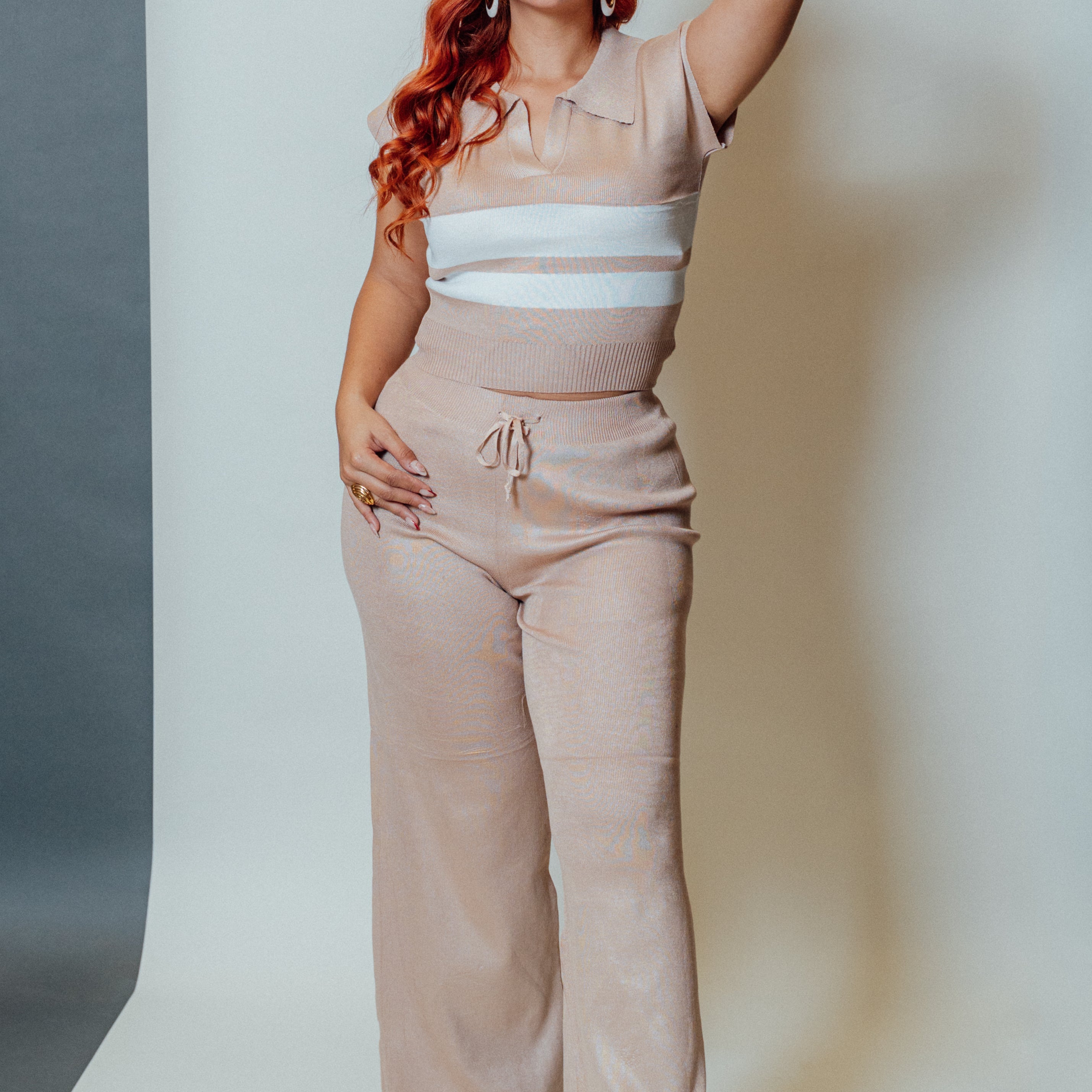 Conjunto dos piezas casual knit para mujer