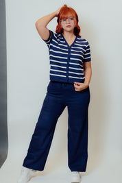 Conjunto de dos piezas con cárdigan manga corta