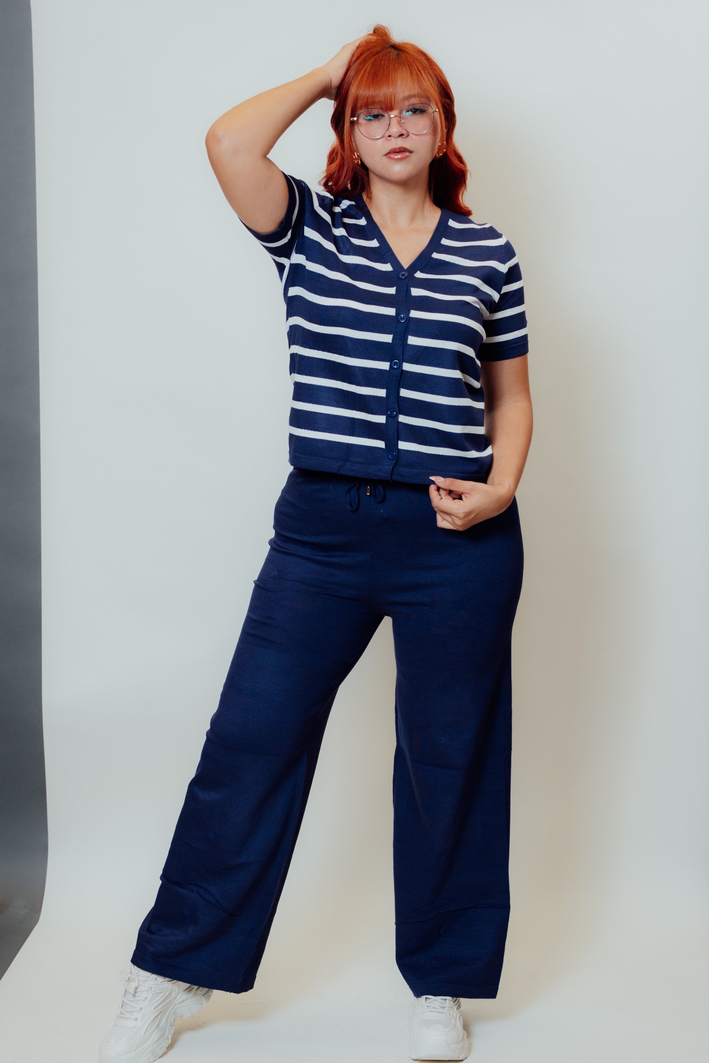 Conjunto de dos piezas con cárdigan manga corta