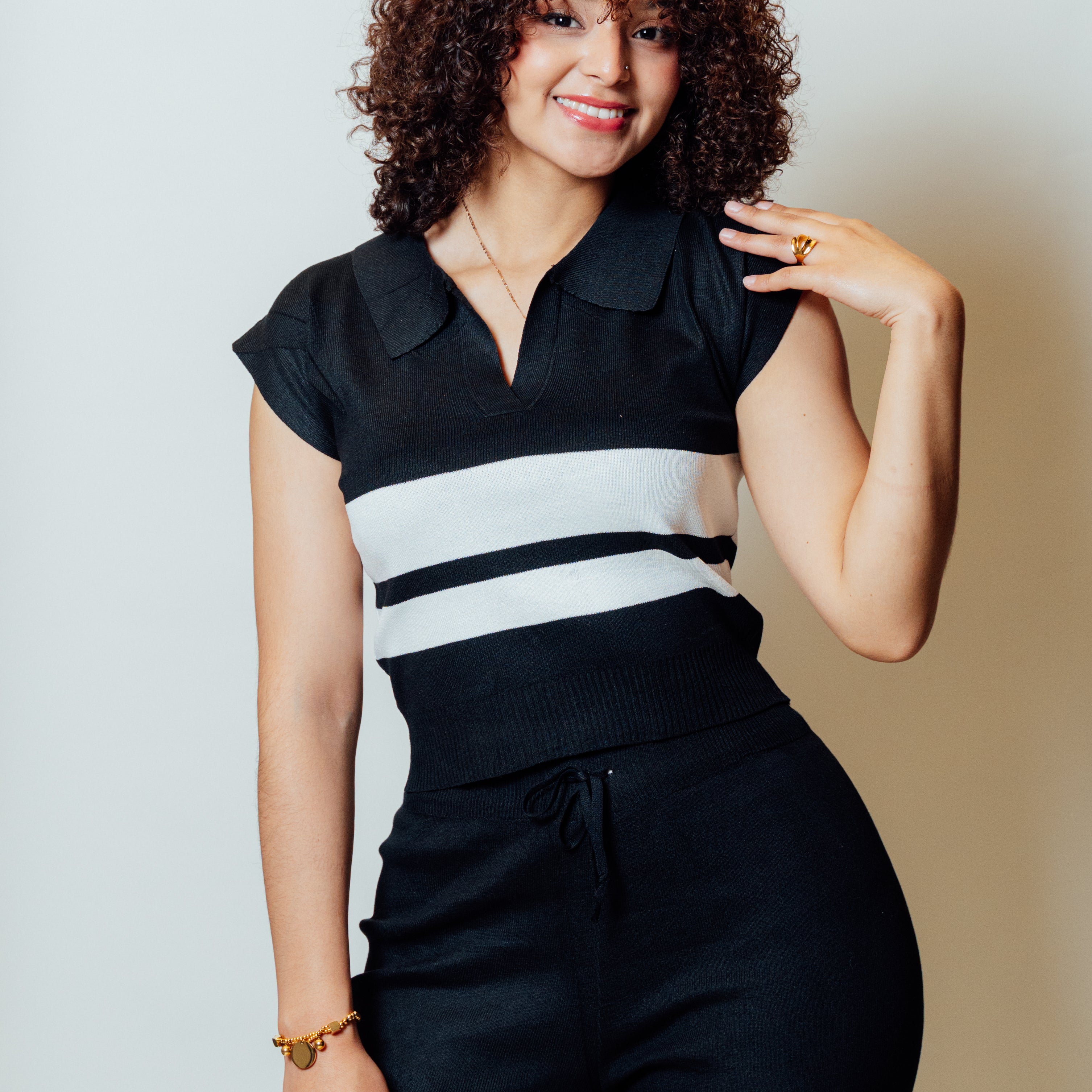 Conjunto dos piezas casual knit para mujer