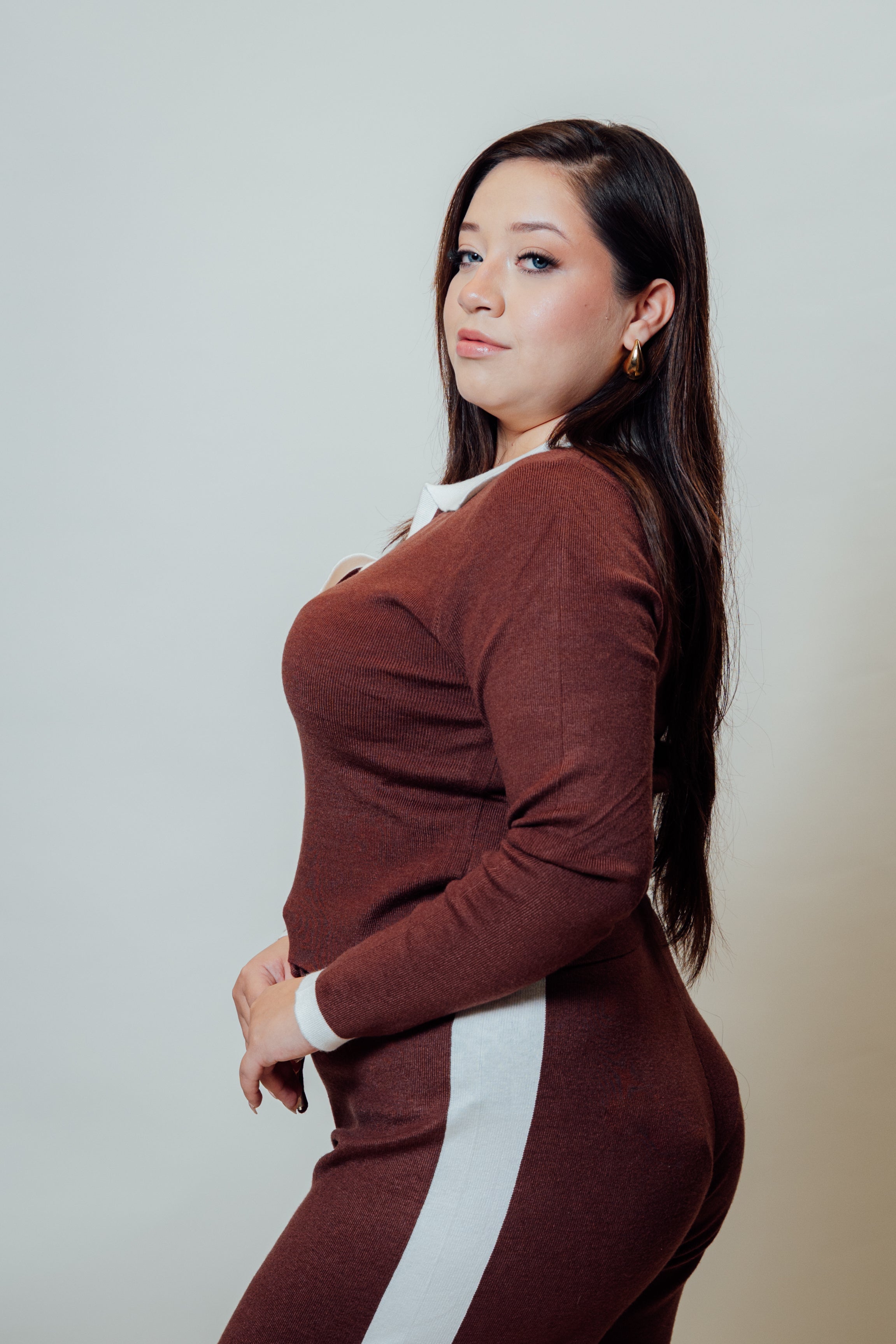 Conjunto de dos piezas cuello tipo polo manga larga