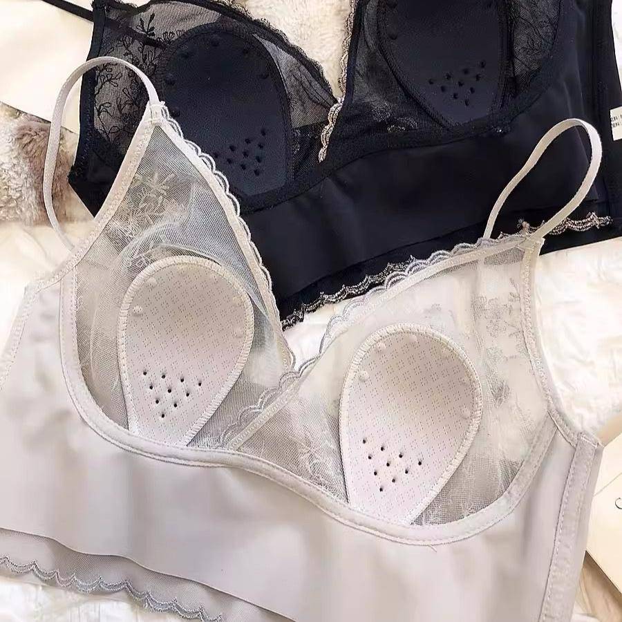 Bralette de tela ligera con encaje - Dressygt