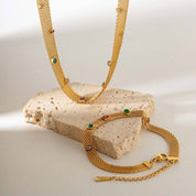 Pulsera dorado con piedras de colores - Dressygt