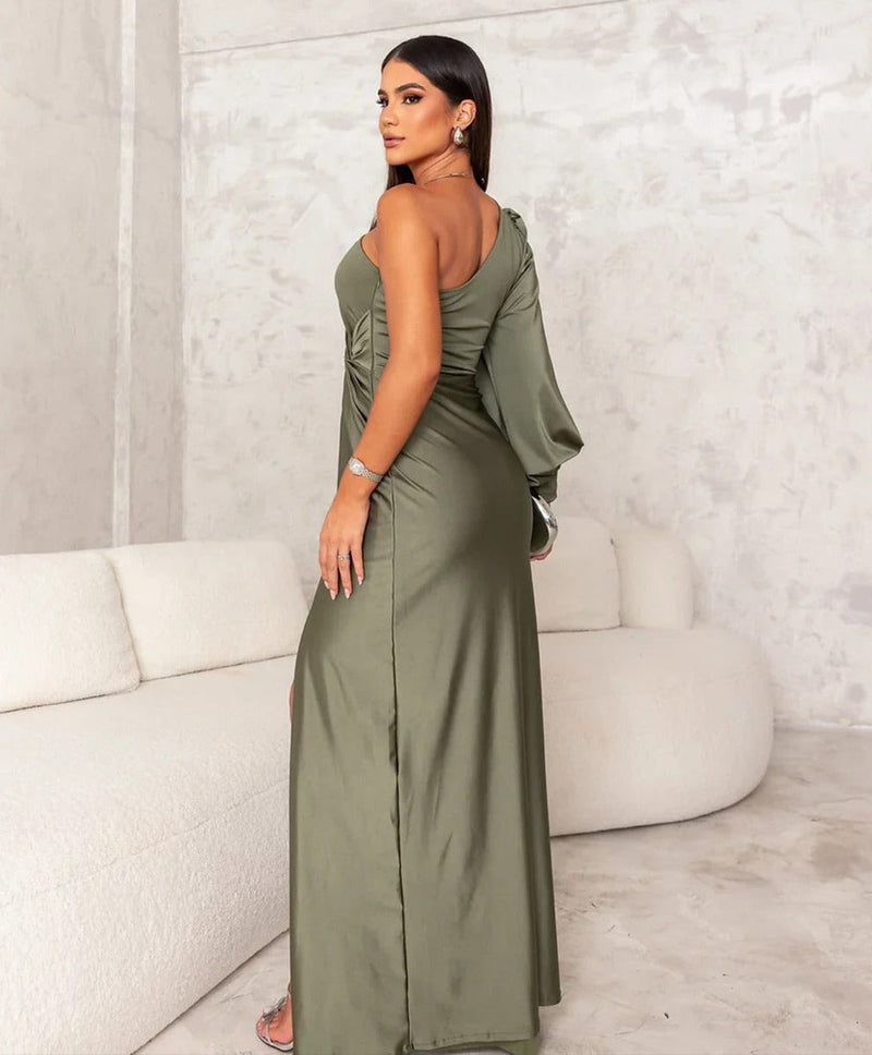 Vestido largo de un hombro