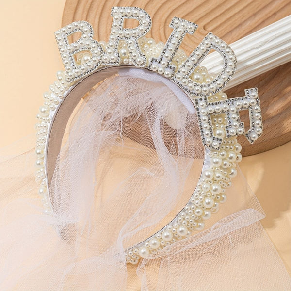 Diadema con perlas para despedida de soltera