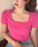 Crop top de manga corta