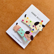 Set de 2 ganchos para cabello con diseño de mascotas