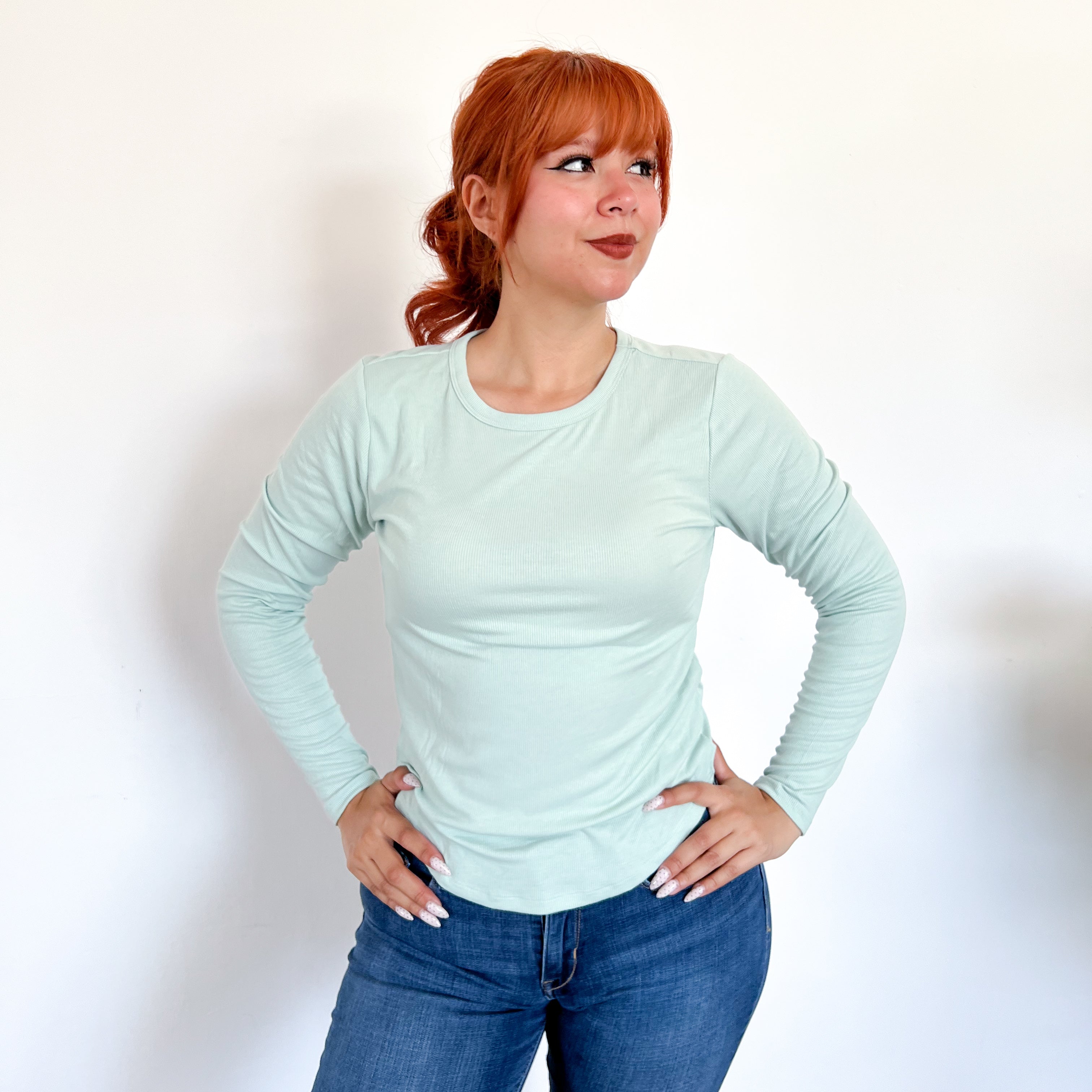 Blusa acanalada manga larga - Dressygt