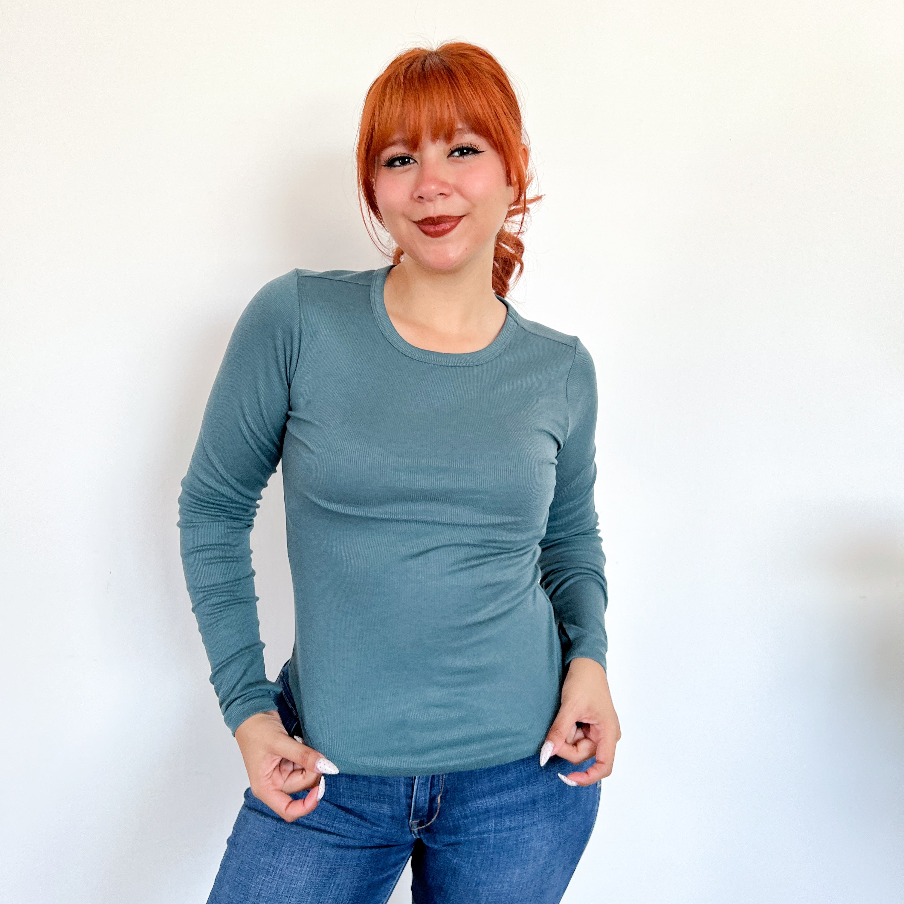 Blusa acanalada manga larga - Dressygt