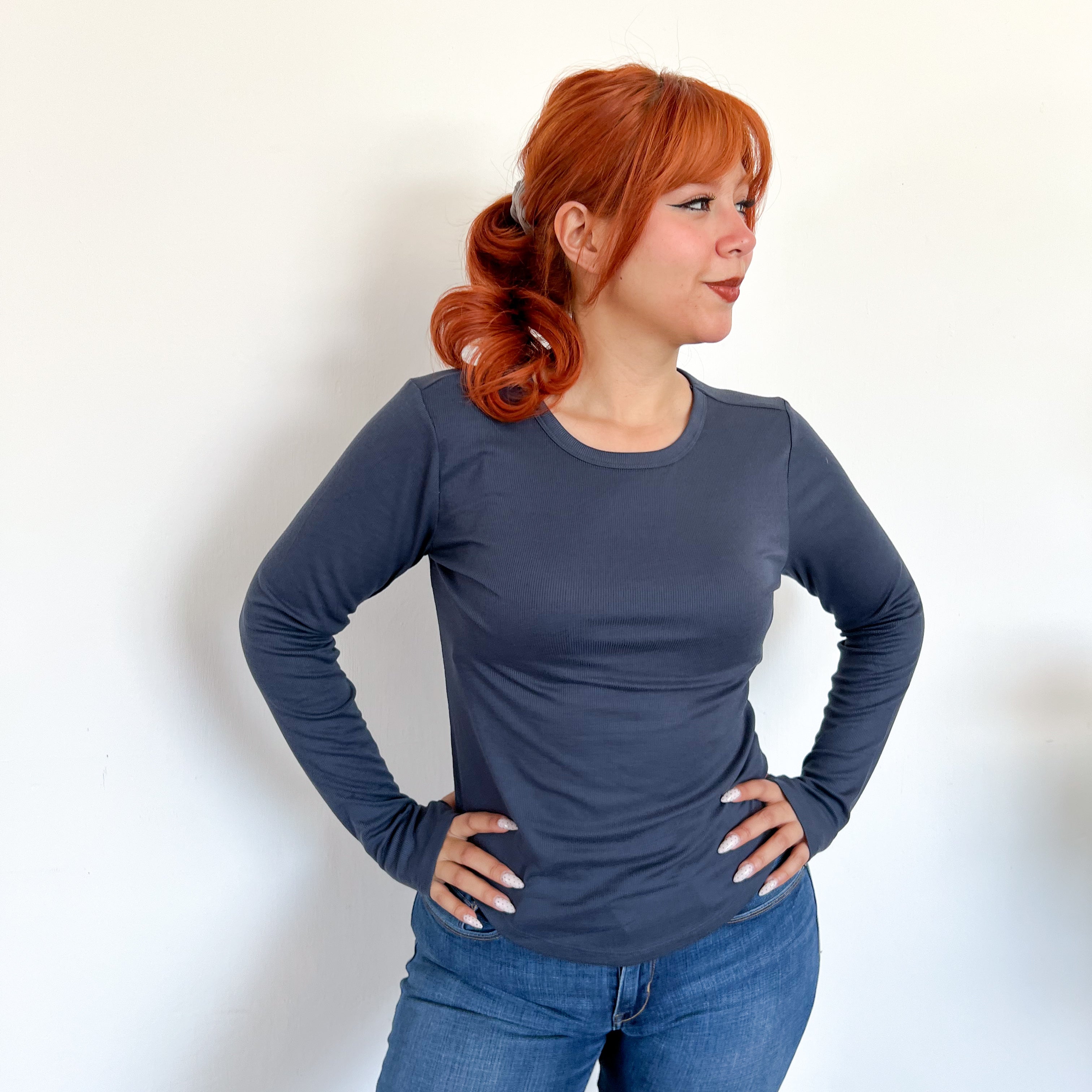 Blusa acanalada manga larga - Dressygt
