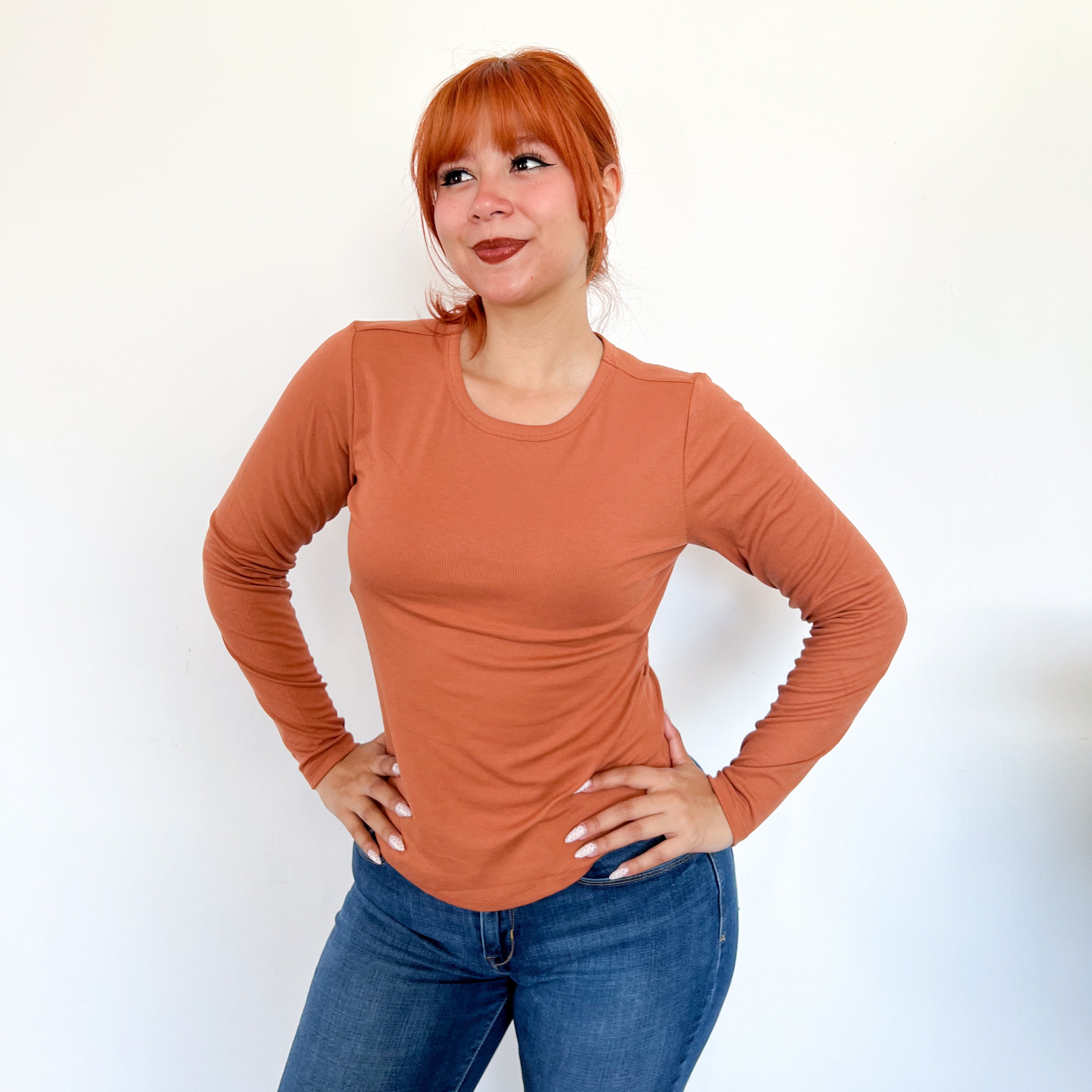 Blusa acanalada manga larga - Dressygt