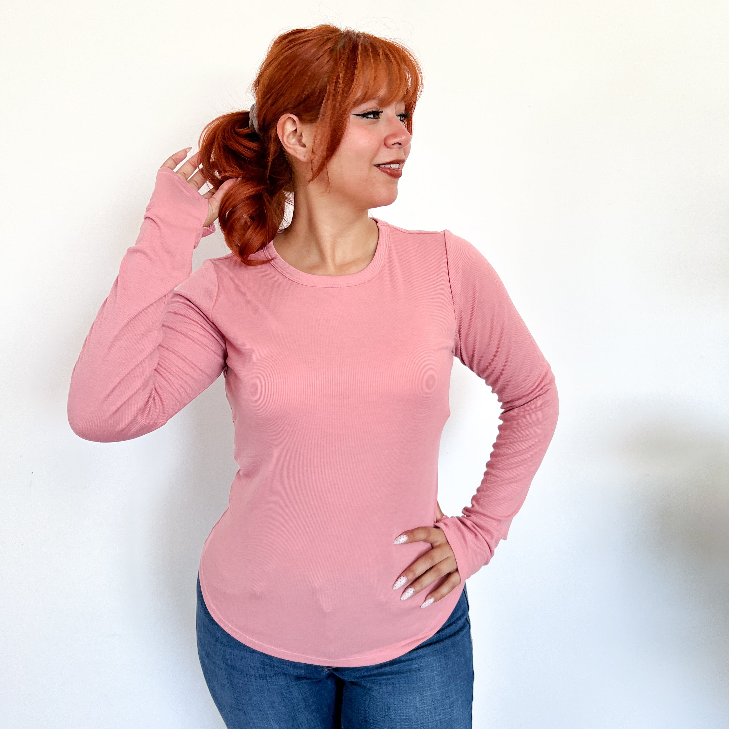 Blusa acanalada manga larga - Dressygt