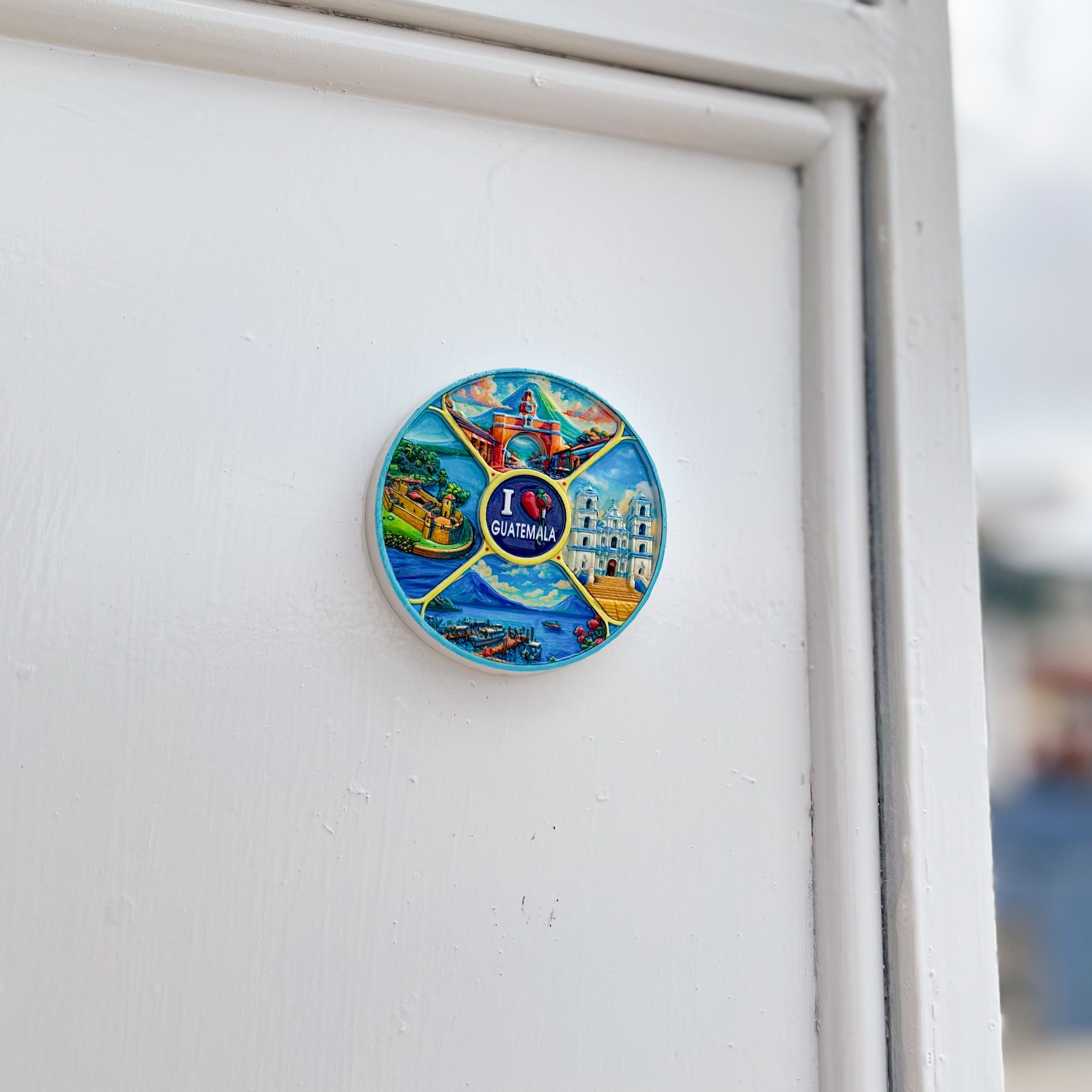 Imán redondo turístico “I Love Guatemala"