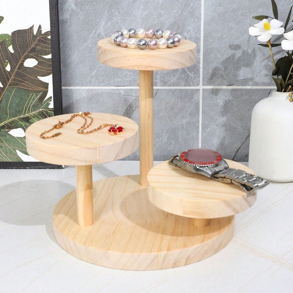 Exhibidor de madera de tres niveles