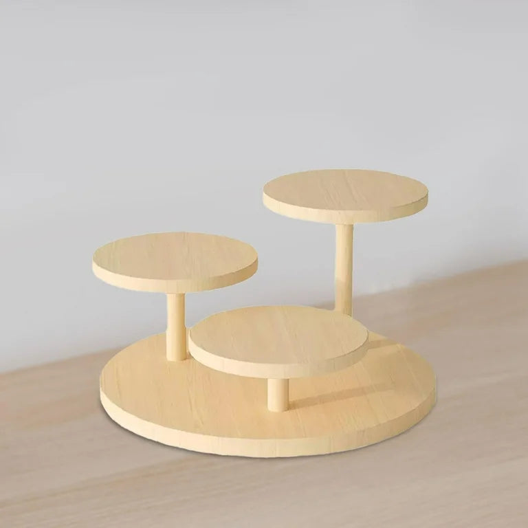 Exhibidor de madera de tres niveles