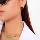 Aretes cuadrados esmeralda