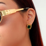 Aretes cuadrados esmeralda