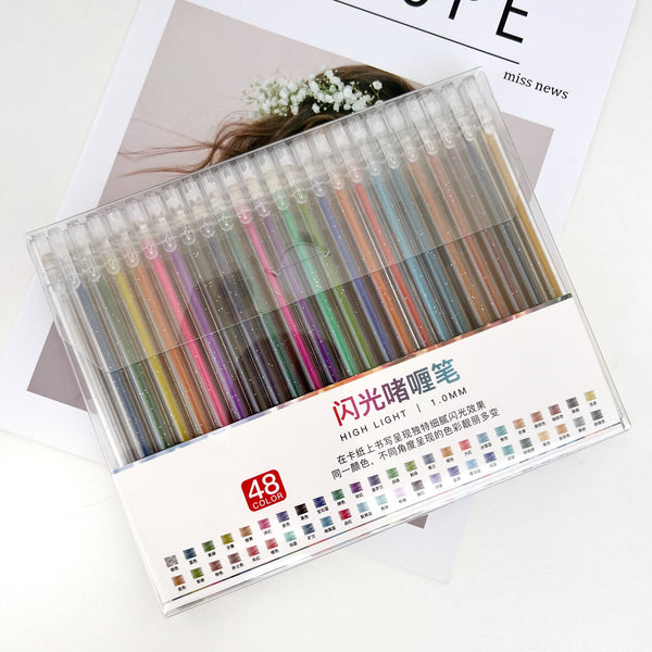 Set de 48 lapiceros con glitter