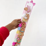 Set de colas de figuras de hello kitty, capibara y stitch