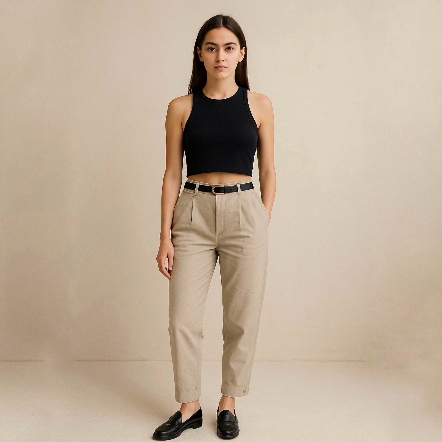 Conjunto de pantalón con crop top