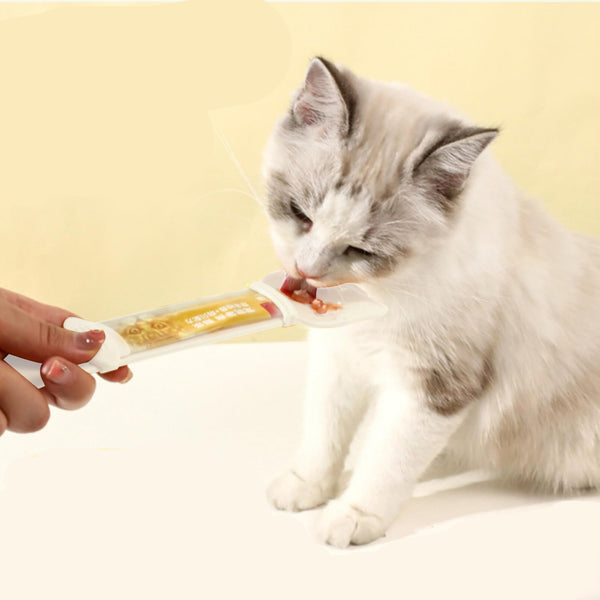 Cuchara dispensadora de snacks para gatos