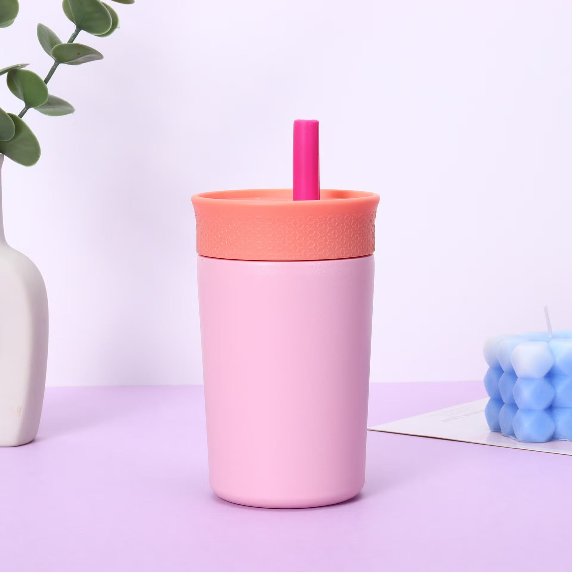 Mini tumbler de acero inoxidable con pajilla
