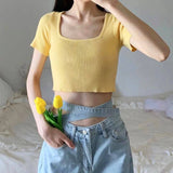 Crop top de manga corta