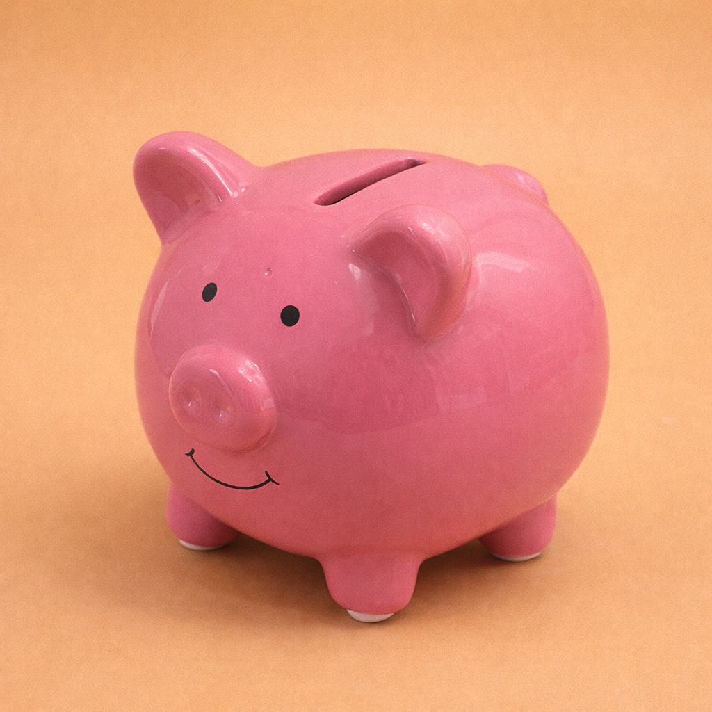 Alcancía de cerámica en forma de cerdito