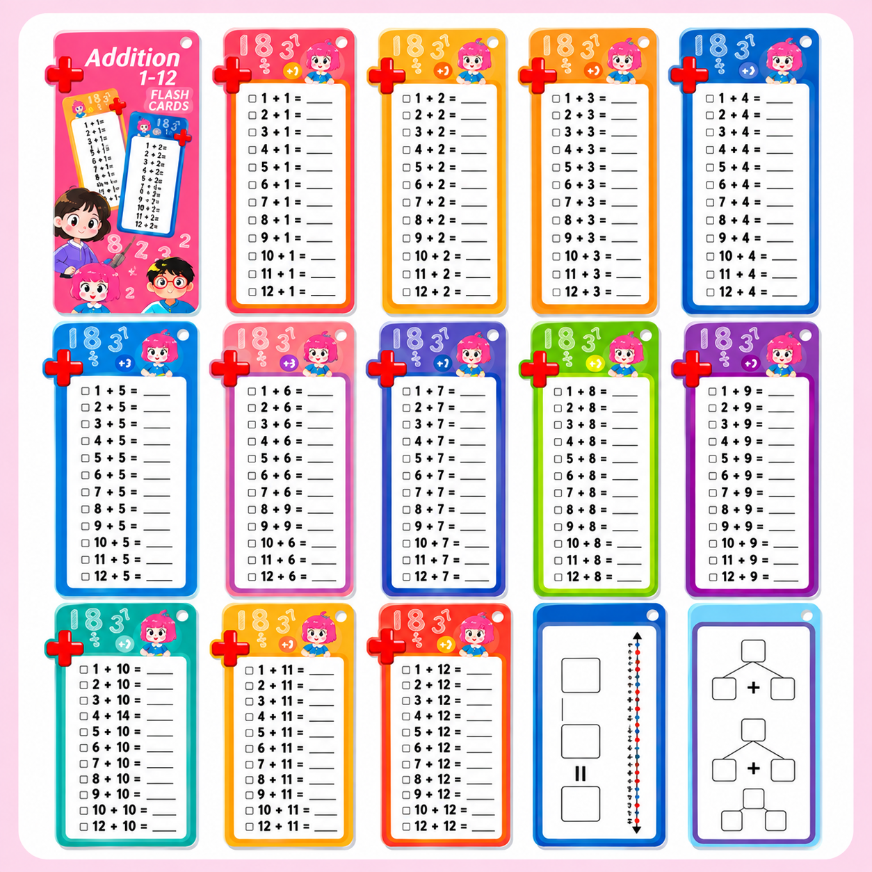 Set de tarjetas educativas de matemáticas