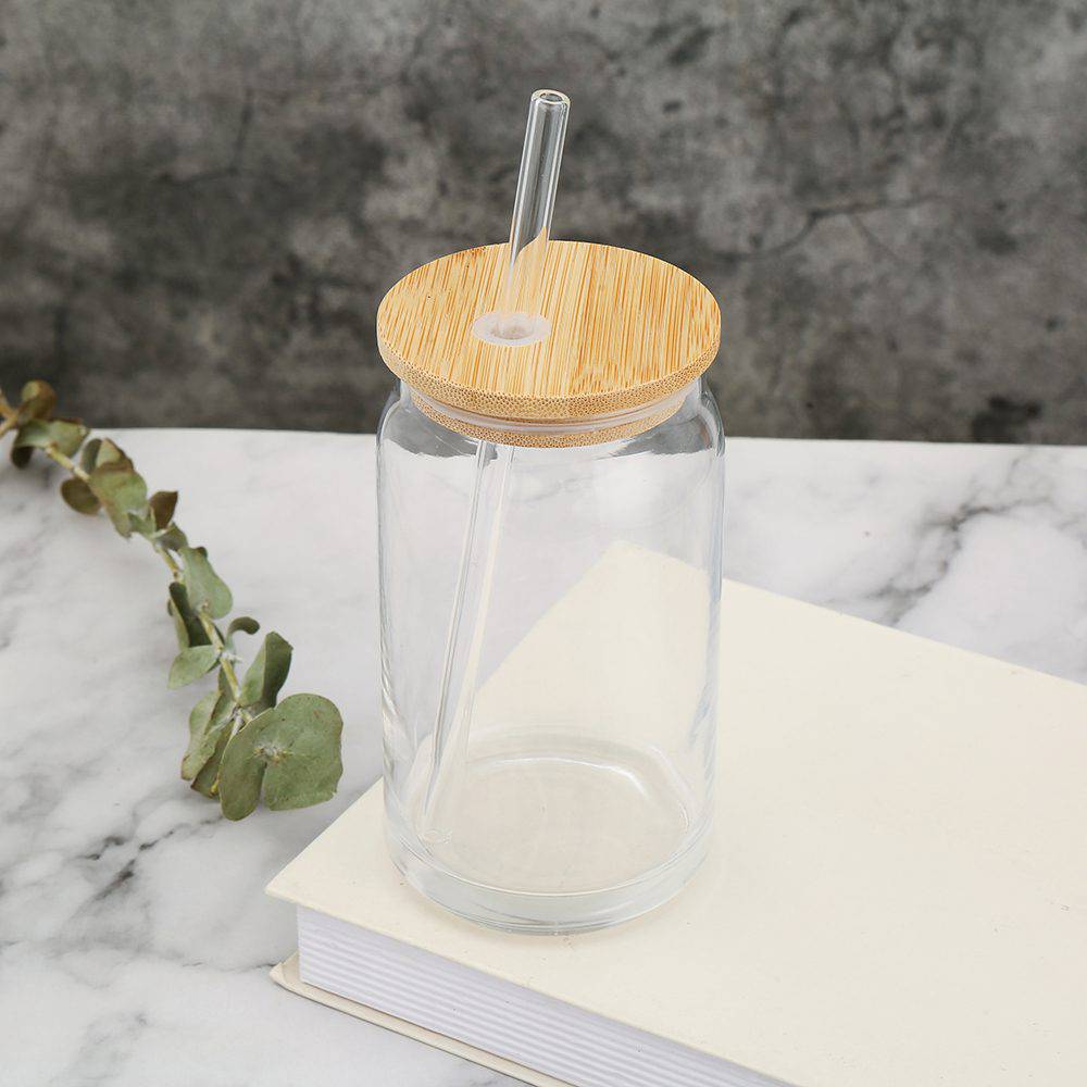 Vaso de Vidrio Ecológico con Tapadera de Bambú - Dressygt