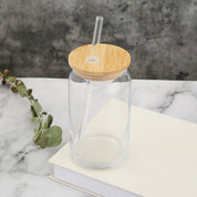 Vaso de Vidrio Ecológico con Tapadera de Bambú - Dressygt