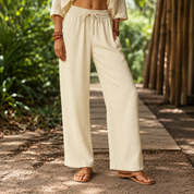 Pantalón tipo palazzo con cintura ajustable