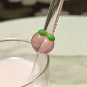 Vaso de vidrio con duraznos 3D y pajilla - Dressygt