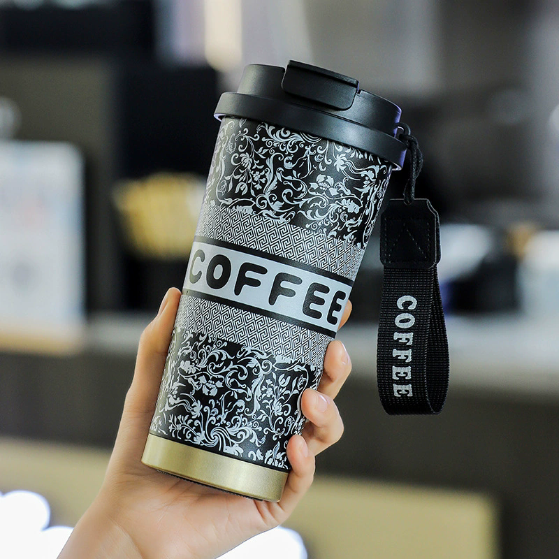 Vaso térmico para café de acero inoxidable con tapa