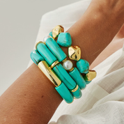 Pulsera turquesa con detalles dorados - Dressygt