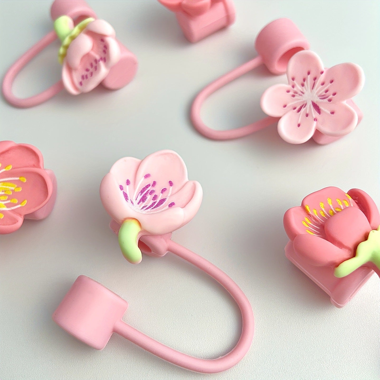Set de 6 protectores de pajilla con flores