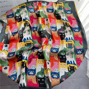 Pañuelo grande con diseño de gatos multicolor