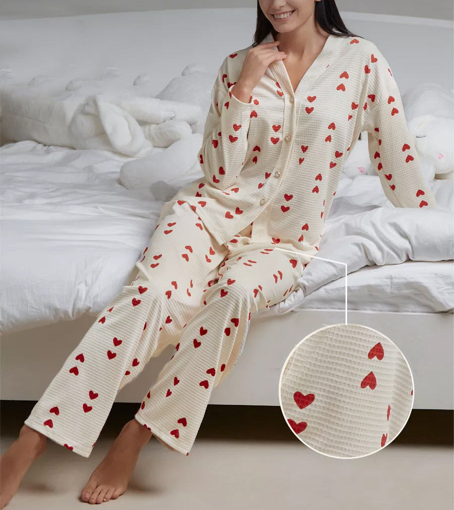 Pijama manga larga de corazones