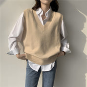 Chaleco tejido casual, cuello V