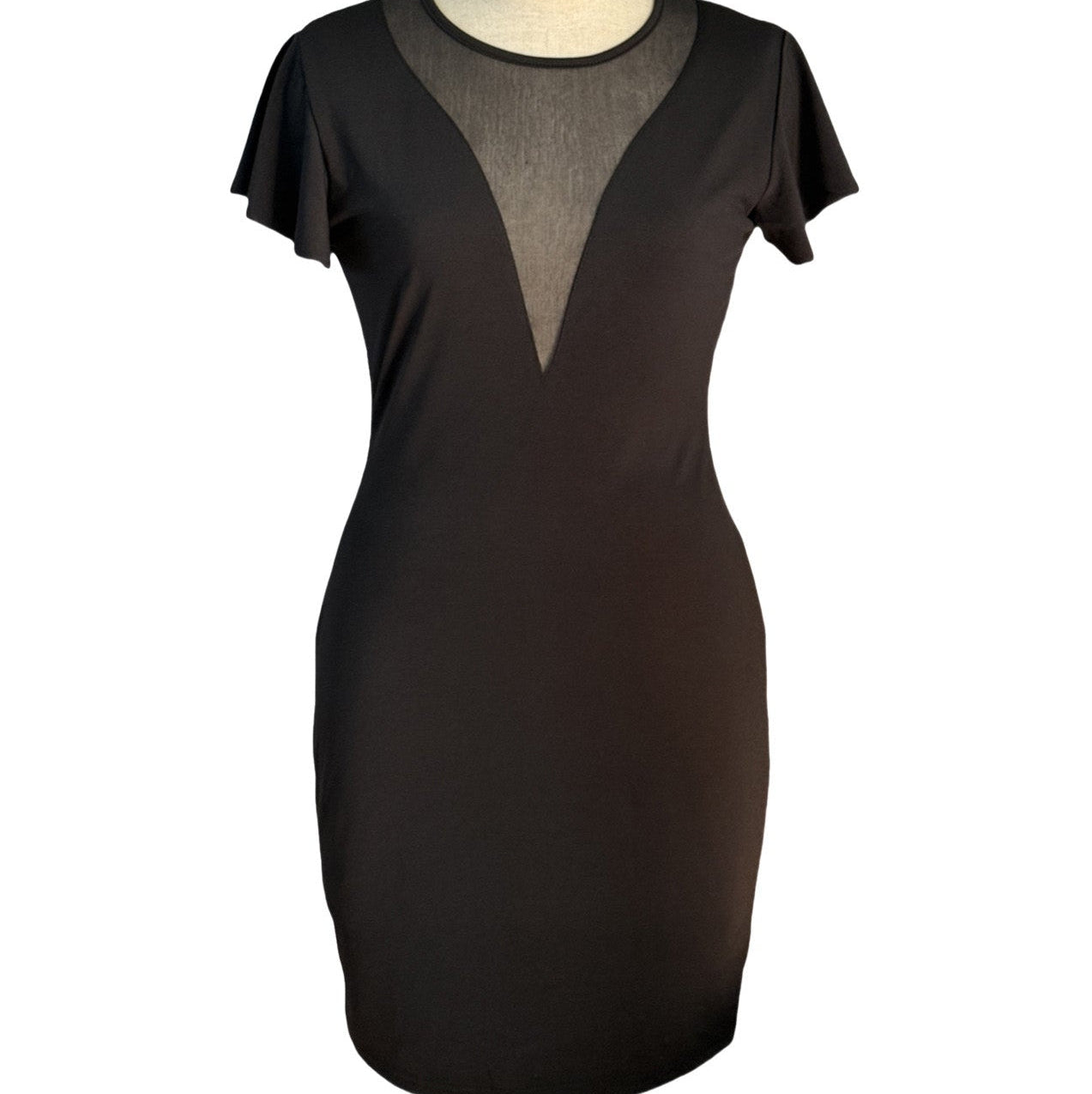 Vestido ajustado con escote v y vuelos en las mangas - Dressygt