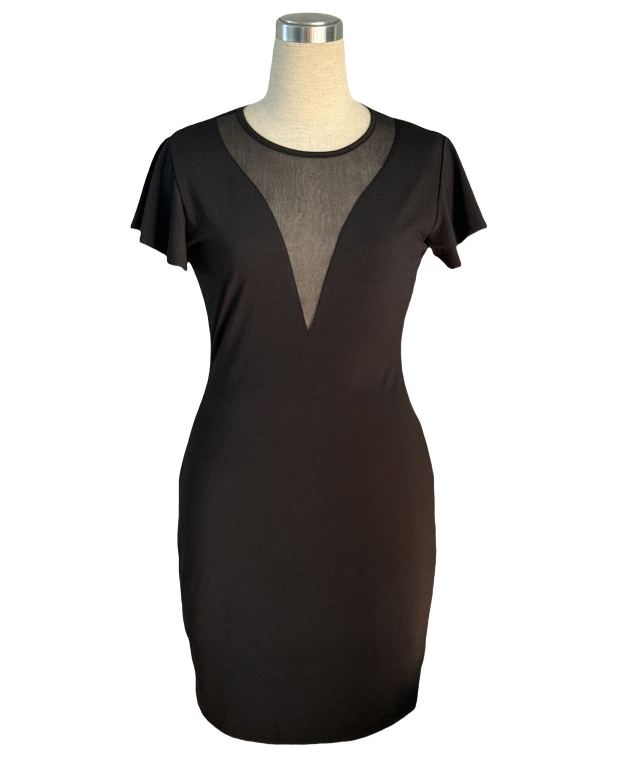 Vestido ajustado con escote v y vuelos en las mangas - Dressygt