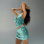 Set aqua estilo coctel con lentejuelas - Dressygt